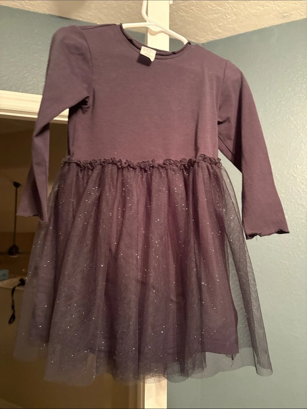 H&M Purple Sparkle Tulle Long-Sleeve Dress